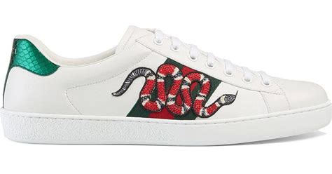 gucci ace snake embroidered|gucci snake sneakers.